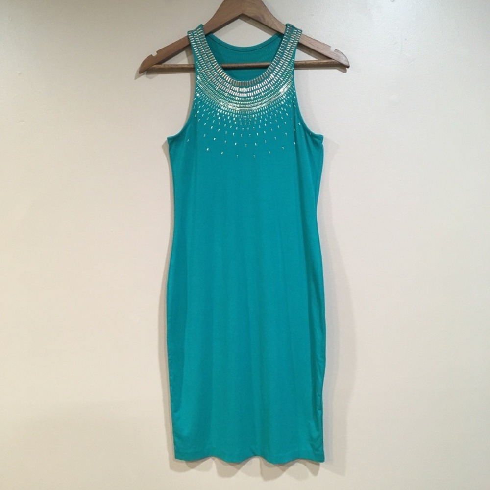 Vince Camuto Studded Bodycon Dress Womens‎ S Teal Green Mermaid Resort Vacation